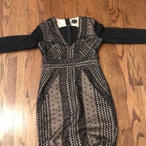 Bardot lace illusion dress